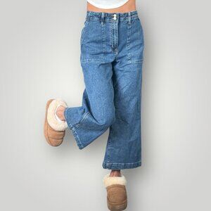 GAP Denim High Rise Wide-Leg Crop Jeans Y2K Retro Chic Medium Wash Stretch